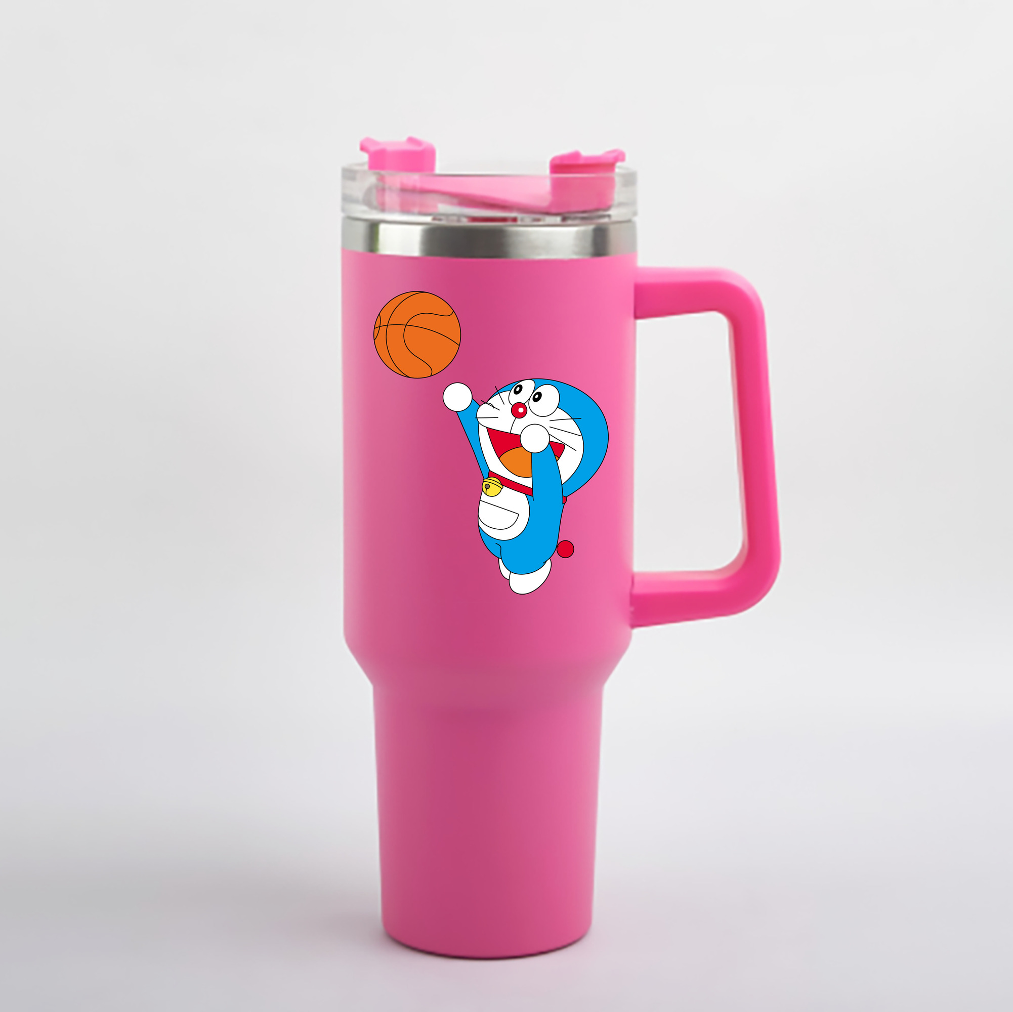 （画像用） ドラえもん Doraemon 1200mL車用タンブラー - クリスタルステッカー（プラスチックストロー付き）